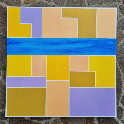 Action im Quadrat / blau